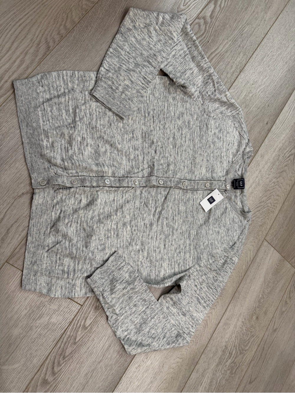 GAP women heather Light Gray Button-Up Cardigan